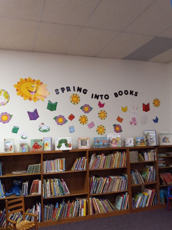 spring into books books in children's area